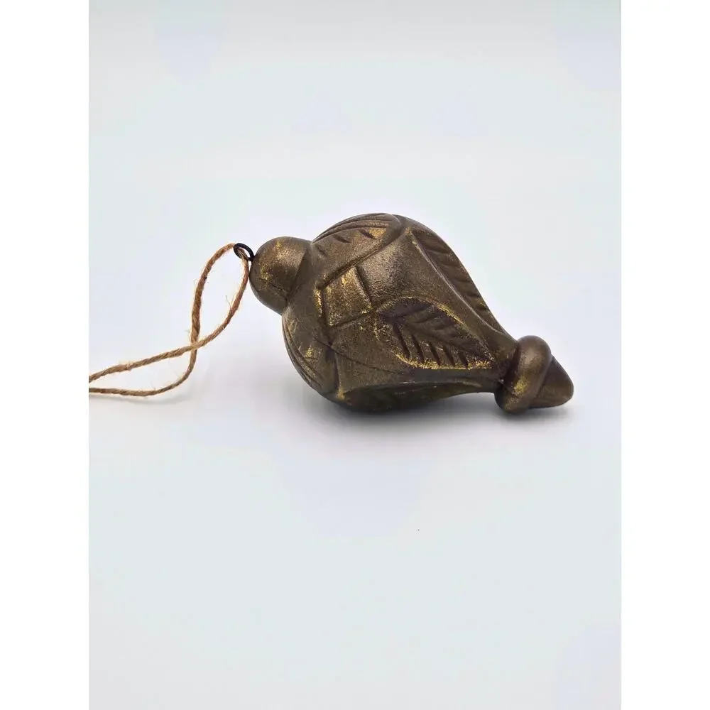 Upcycled Carved Ornament – Rustic Vintage‑Style Decor, Bronze Christmas Accent